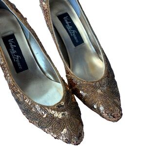 Valenti Franco Gold Sequin Heels Size 7 – Y2K Glam Party